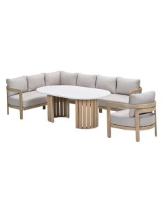 Sirocco lounge dining set 4-delig links - acacia - grey sand
