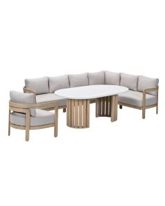 Sirocco lounge dining set 4-delig rechts - acacia - grey sand