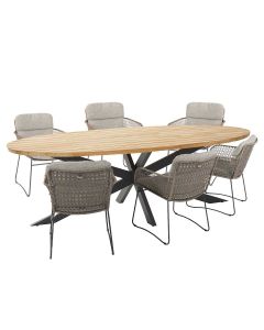 Aprilla tuinset 7-delig pure - Prado tuintafel 240x115 cm