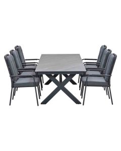 Aleria tuinset 7-delig - Sintra tuintafel 240x100 cm - napoli sand