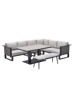 Gabon lounge dining set 6-delig rechts - taupe