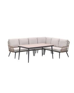 Kalibo hoek lounge dining set 5-delig rechts - desert sand