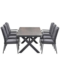 Aleria tuinset 7-delig - Sintra tuintafel 240x100 cm - rome bronze