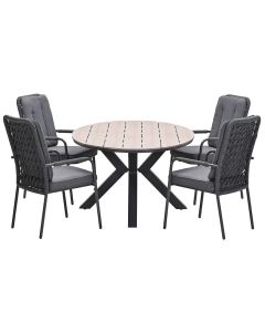 Aleria tuinset 5-delig - Tulli tuintafel 180x115 cm - light teak vironwood