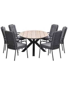 Aleria tuinset 7-delig - Tulli tuintafel 220x115xH75 cm - light teak vironwood