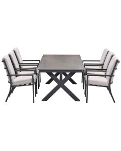 Senja tuinset 7-delig desert sand - Sintra tuintafel 240x100 cm - rome bronze