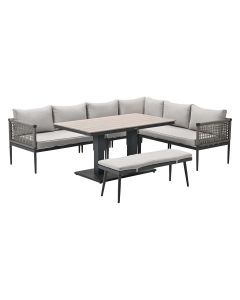 Burela - Brugge lounge dining set 6-delig rechts - taupe