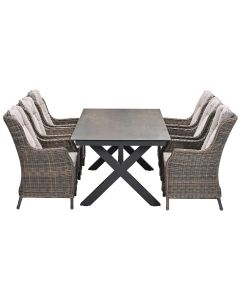 Marbella tuinset 7-delig havanna sand - Sintra tuintafel 240x100 cm - rome bronze
