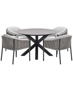 Delvin tuinset 5-delig - Duuk tuintafel Ø120 cm
