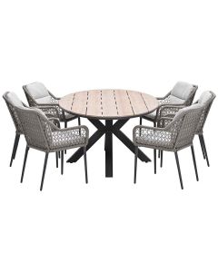 Pemba tuinset 7-delig - Tulli tuintafel 220x115xH75 cm - light teak vironwood
