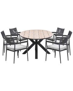 Tineo tuinset 7-delig - Tulli tuintafel 220x115xH75 cm - light teak vironwood