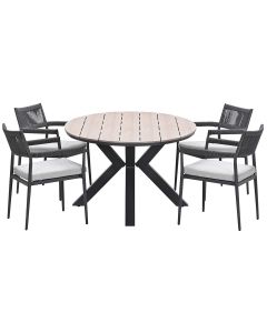 Tineo tuinset 5-delig - Tulli tuintafel 180x115 cm - light teak vironwood