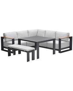 Malakka lounge dining set 5-delig - valley sand - light teak look