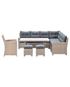 Alaska lounge dining set 6-delig rechts - light teak vironwood