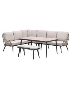 Kalibo lounge dining set 6-delig links - desert sand