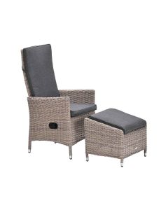 Collin loungestoel verstelbaar incl. voetenbank - vintage willow