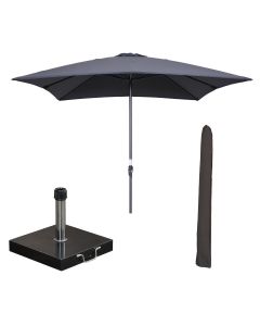 Lotus stokparasol 250x250 cm donker grijs incl 40 kg Cosmo parasolvoet en parasolhoes