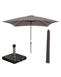 Lotus stokparasol 250x250 cm - taupe incl 40 kg Cosmo parasolvoet en parasolhoes