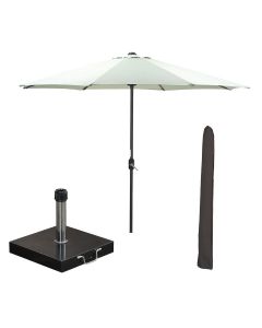Lotus stokparasol Ø300 cm - olijf incl 40 kg Cosmo parasolvoet en parasolhoes