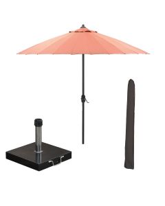 Manilla stokparasol Ø250 cm - koper incl 40 kg Cosmo parasolvoet en parasolhoes