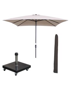 Lotus stokparasol 250x250 cm - ecru incl 40 kg Eureka parasolvoet en parasolhoes