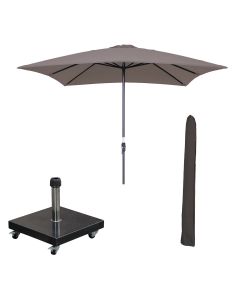 Lotus stokparasol 250x250 cm - taupe incl 40 kg Eureka parasolvoet en parasolhoes
