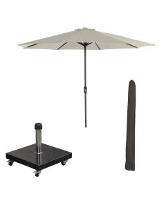 Lotus stokparasol Ø300 cm - ecru incl 40 kg Eureka parasolvoet en parasolhoes