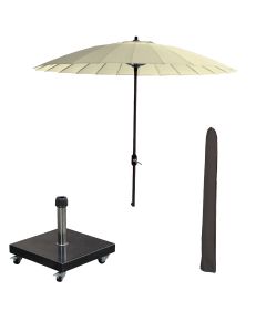 Manilla stokparasol Ø250 cm - ecru incl 40 kg Eureka parasolvoet en parasolhoes