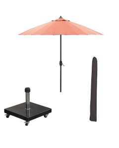 Manilla stokparasol Ø250 cm - koper incl 40 kg Eureka parasolvoet en parasolhoes