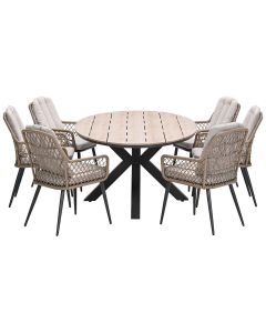 Kalibo tuinset 7-delig - Tulli tuintafel 220x115 cm - light teak vironwood