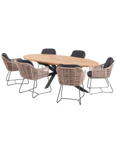 Belmond tuinset 7-delig - Prado ovale tuintafel 240x115 cm