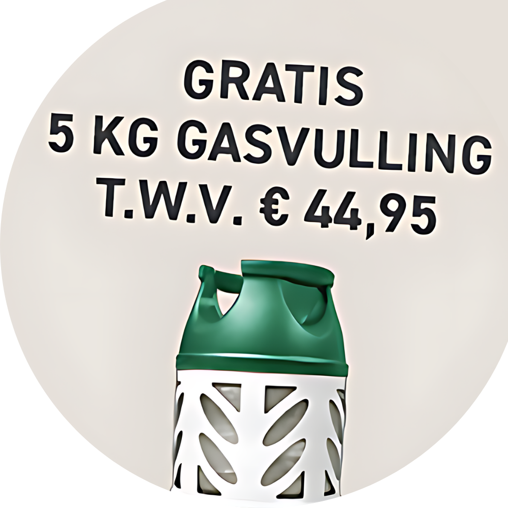 Gratis 5 kg gasvulling t.w.v. 44,95